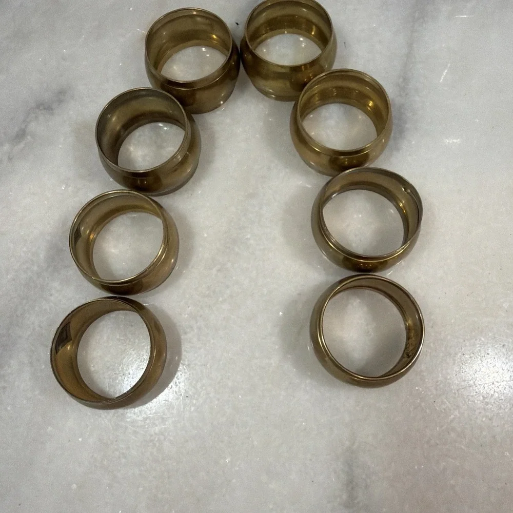 Set Of 8 Vintage BRASS NAPKIN Rings SMOOTH 1